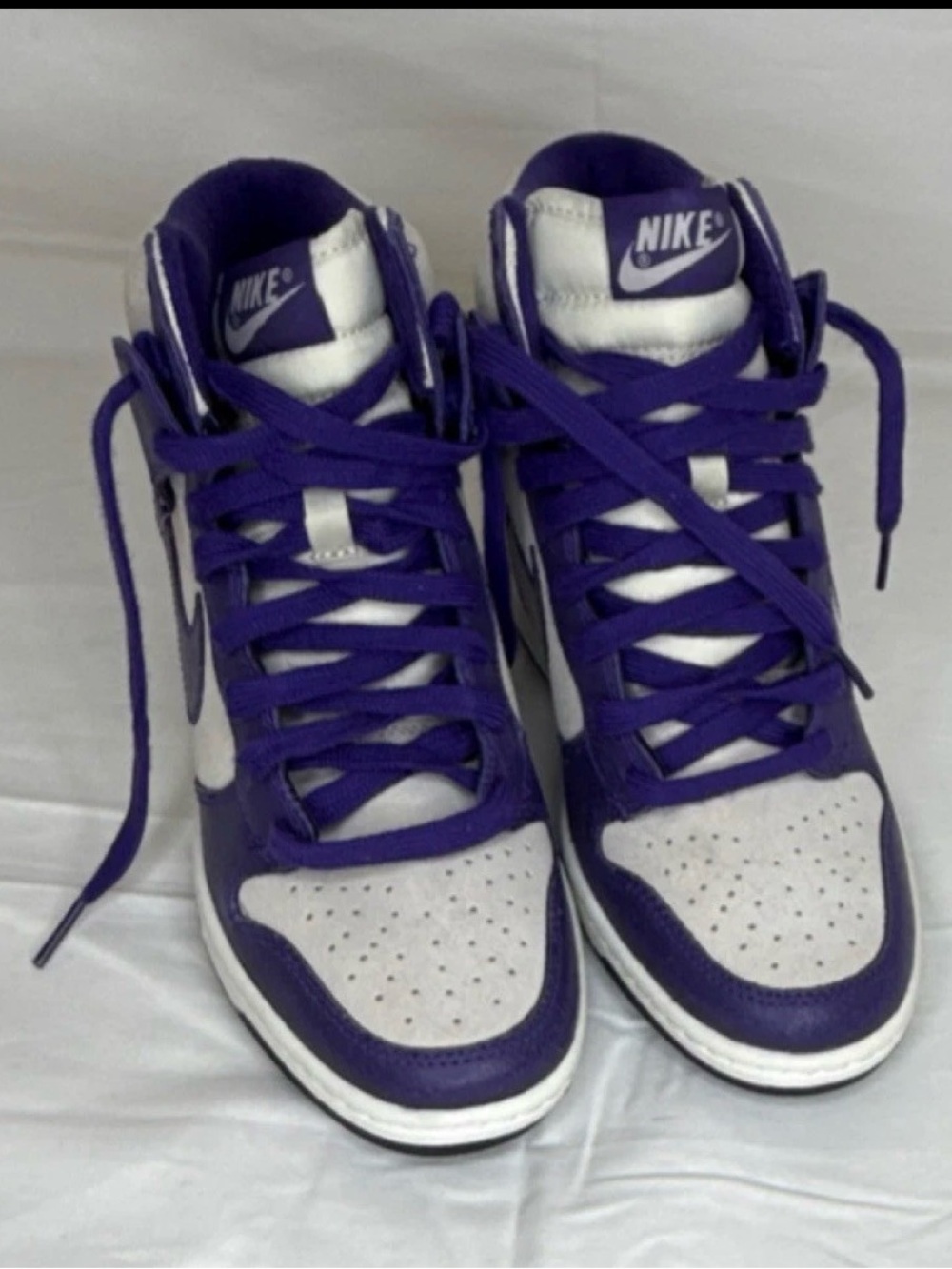 Nike Women’s High-Top wedge Sneakers in Purple and White